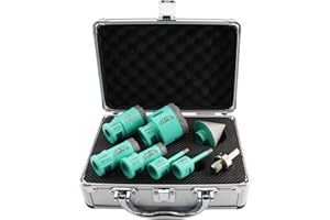 Forets Diamant Carrelage LEKOMESH- 8pcs (6/6/20/25/35/50mm+50mm Forets Chanfreinés+Adaptateur) Trépan Diamant pour Porcelaine Céramique Carrelage Granit Marbre