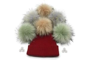 Furryvalley Pompon Kunstfell 6 Stück Stricksets Handarbeiten DIY Handwerk Bommel für Strickmütze Schals mit Druckknopf Häkeln Stricken Verzierungen Zubehör 16cm Extra Groß (3 Mix Farben)