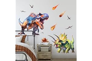 Supzone T-Rex Dinosaur Wall Stickers Large Tyrannosaurus Dino Wall Decals for Kids Bedroom Living Room Baby Nursery Wall Art Decor Brown