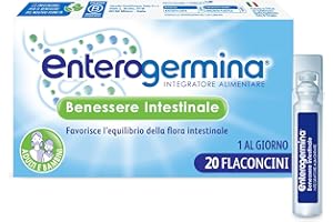 Enterogermina Benessere Intestinale, Fermenti Lattici Probiotici, Integratori Adulti e Bambini 3+ Favorisce l’Equilibrio della Flora Batterica Intestinale, Senza Glutine (20 Flaconcini/5 ml)