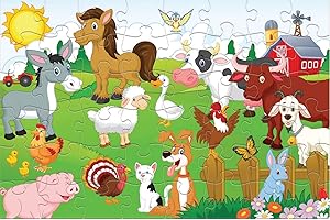 JT-Lizenzen Luna Riesen Boden Puzzle Bauernhof Tiere 48-TLG. XXL Puzzleteile Format 90x60 cm