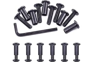 Swpeet 12Sets M6x25mm en acier au carbone noir Hex Drive Socket Cap Boulons Kit d'assortiment d'écrous de baril avec clé Allen de 1 pièce, vis Post Fit pour meubles Boulons de fixation de ceinture