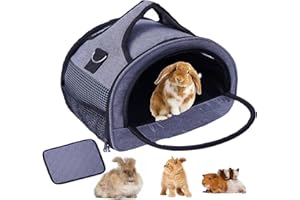 MEOW&WOOF Transportbox für Katze Kaninchen Transporttasche für kleine Haustiere Meerschweinchen Faltbare Haustier Tragetaschen Haustiertransportbox für Kätzchen, Welpen (M, grau)