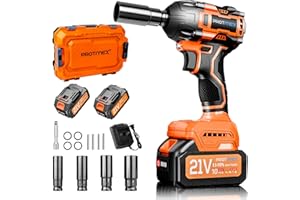 PROTMEX Cordless Impact Wrench, 517Ft-Ibs (700N.m) 1/2" Impact Gun, 2 x 4.0Ah Batteries Impact Driver, 21V Power Brushless Motor for Car Tire/DIY Furniture