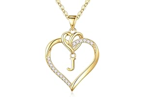 TINGN Weihnachtsgeschenke für Frauen, Halskette Damen 14K Gold/Weißgold Vergoldet Herz Zirkonia Anhänger Buchstaben Kette Damen Geburtstag Weihnachten Geschenk für Frauen Freundin Mama Mädchen Schmuck