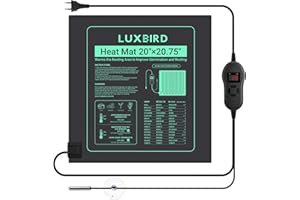 Luxbird Heating Mat with Thermostat, Indoor Greenhouse Heat Mat for Seedling Germination Greenhouse, 60 Watt, IP67 Waterproof, 50 x 52 cm