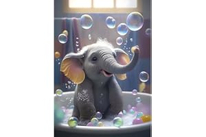 DOMROM Diamond Art Painting Kits for Adults, Animal Diamond Painting Kits Full Round Drill DIY 5D, Cartoon Elephant Diamond Art Kits Gem Arts and Crafts Gift Home Wall Decor 30X40cm