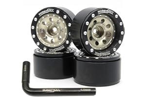 hobbysoul Einstellbare Offset 1,0 Beadlock Räder Felgen Schwarze Champagnerfarbe, schwere 1,0 RC Räder Felge Gewicht 21g/Felge für 1/18 Traxxas TRX4M & 1/24 Crawler Axial SCX24, (4Stück)