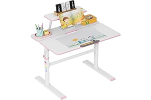 ‎MARK ADLER MARK ADLER Study 3.7 Kinderschreibtisch höhenverstellbar & ergonomisch mit neigbarer Tischplatte | Schulschreibtisch mit Stiftablage & Bücherhalter | Für Kinder ab 5 Jahren | Rose