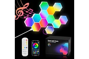 URAQT Sexkantig spelvägglampa, 12 stycken hexagon LED-panel RGB smart väggpanel app kontroll musik synk väggbelysning smart s