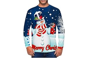 LUOLUOLUO Clearance Men's Merry Christmas Jumper, Xmas Sweatshirt Santa Claus Novelty Pullover Snowman Sweater Top Long Sleeves Crew Neck Jumpers Adult Christmas Sweatshirt Boys Festive Santa Tops S-5XL
