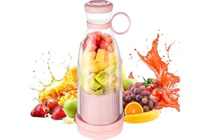 Mélangeur de Jus Portable,Blender à Fruits sans Fil,Mini Juicer électrique de 420ml, Mini Mixeur à Smoothie,Nettoyage Automatique,Mixeur pour Smoothies,Jus et Shakes (Rose)