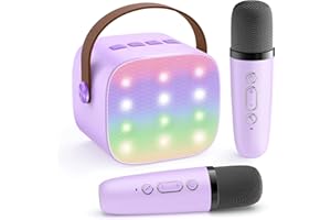 YLL Mini Karaoke Machine with 2 Wireless Microphones, TOP Kids Gifts for Girls Ages 3, 4, 5, 6, 7, 8, 9,10,11,12 +Year Old, 4-12 Years Old Birthday Toy Gift for Girls Boys Party (Purple)
