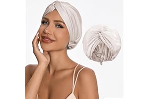 OTO BELLA Adjustable Silk Satin Hair Bonnet for Sleeping Women with 5% Mulberry Silk – Double Layer Hair Cap for Women, Extra Smooth Night Cap for Curly, Braided, Natural Hair – Silk Shower Cap (Champagne)