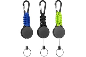 KIHONI 3 Stücke Schlüsselanhänger Ausziehbar, Schlüsselband Ausziehbar, ausweishalter schlüsselbänder mit 60cm Stahlseil, Einziehbarer Ausweis JoJo Schlüsselkette mit Karabiner (Kombination 3)