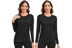 AMZSPORT Damska zimowa koszulka termiczna z długim rękawem oddychająca termiczna bielizna termiczna ciepły top z dekoltem T-Shirt