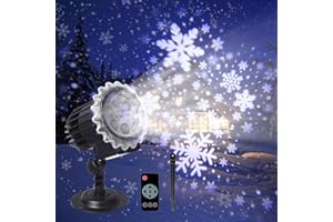 ROVLAK Proiettore Luci Natale Esterno, Proiettore Fiocchi Neve ad Alta Luminosità con Telecomande, Decorazione Natalizia Interno Esterno Impermeabile IP65 per Giardino D'Inverno Festa