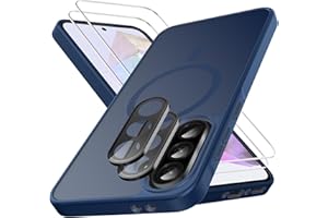 Ezanmull für Samsung Galaxy A36 5G Hülle Magnetisch Stoßfest, 2 Glas Bildschirm Schutzfolie + 2 Kamera Objektiv Schutzfolie, Transparente Anti-Fingerabdruck Hülle für Galaxy A36 5G (Blau)