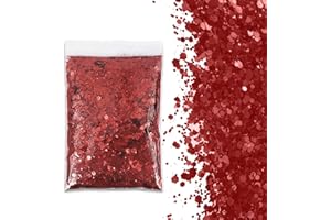 SHUOHONG 100g Glitter, Bene Brillantini Viso, 3 Taglie Miste Brillantini Unghie, Lucido Paillettes, Brillantini per Capelli, Glitter Corpo per Musica, Feste, Trucco del Festival (Rosso Intenso)