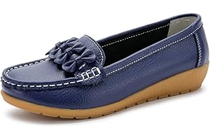 SMajong Mocasines para Mujer Loafers de Cuero Zapato Plano Casual Zapatos de Conducción Cómodos 34-43 EU
