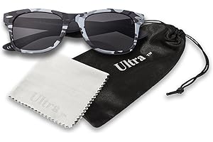 ULTRABYEASYPEASYSTORE Ultra Kids Sunglasses - UV400 Protection Retro Classic Style Shades for Boys & Girls, Ages 3 to 16 with Carry Pouch and Glasses Cloth