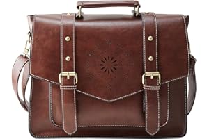 ECOSUSI Borsa Tracolla Donna Borsa Messenger Donna per Laptop 15.6'' Borsa Vintage per Lavoro Rosso…