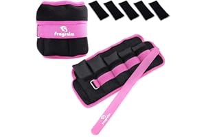 FRAGRAIM Pesas Tobillos Ajustables 1-1,5/2/3/4/5/6/8/10 kg Par con Pesas Extraíbles Para Footing, Gimnasia, Aerobic, Fisioterapia