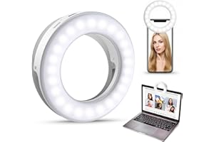 Criacr Selfie Licht, Ringlicht Handy, 40 LED Ringleuchte mit 3 Stuff Helligkeit, USB Wiederaufladbar Selfie Ring Licht, für Alle Handy/Tablet/Laptop und Fotos