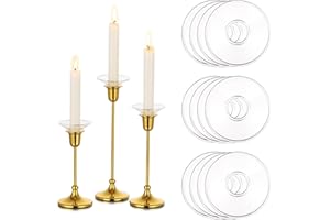 Glasseam Trasparente Anello Portacandele,Portacandele In Vetro Bobeche Set Di 12, Protettore Per Candele Rotonde Per Portacandele Di Natale, Candeliere Portacandele Bobeche Per Centrotavola