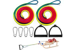 JEONDFG 2er Set Schlittenseil mit Griff,4m Schlittenseil Zugseil,Schlittenleine mit Karabiner,Schlitten Zugseil,Schlitten Leine,Schnur für Schlitten,Schlittenseil,Schlitten Seil Zugseil für Schlitten Kinder