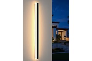 ‎LUOLONG LED Long Wall Lamp Villa Wall Lamp Villa Porch Wall Lamp Outdoor IP65 Waterproof Wall Lights Black Long Light Strip Aluminium Outdoor Wall Lamp Acrylic Warm Light Garden Light 150 cm Warm Light