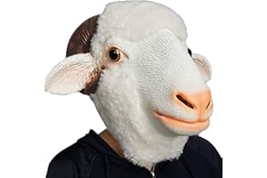 CREEPYPARTY PartyHop - Máscara de oveja de látex de cabeza completa, máscara realista de cabra, lindo disfraz para Halloween, carnaval, fiesta de cumpleaños (blanco)