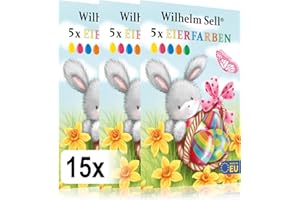 Wilhelm Sell® 15x Polvere colorante per Uova di Pasqua - Perfetta per colorare e dipingere Le Uova di Pasqua - Adatta per Uova Bianche e Marroni - Coloranti per Uova di Pasqua (Colorato)