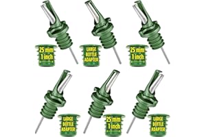 POURA Dispenser per olio UK - Tappo per bottiglie di olio d'oliva con dispenser - Tappo per bottiglie d'olio apribile e chiudibile - Mantiene l'olio fresco evitando l'appannamento - Verde - Confezione da 6