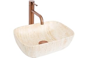 REA BELINDA MINI VASQUE À POSER RECTANGLE BEIGE VASQUE À POSER EN CÉRAMIQUE