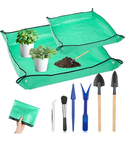 Pflanzen-Umtopfmatte Wasserdicht – Faltbar Mit Druckknöpfen Zu Tablett (66 X 66 Cm)