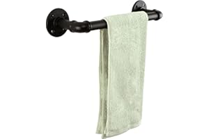LINKPIPES Rohrhandtuch Bar Wand montiert Industriehandtuch Rack Halter Rustikale Heavy Duty Badezimmer Hardware (12 inch, Schwarz)