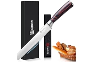 PAUDIN Coltello da Pane Professionale, Dimensioni da 20 cm con Lama Seghettata in Acciaio Inossidabile di Alta Qualità, Extra AffilatO con Impugnatura Ergonomica