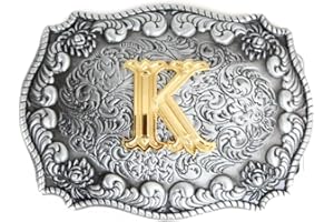 LKMY Herren-Gürtelschnallen, englischer Buchstabe in 3D, Westernstil, Cowboy-Alphabet, Initiale, Gürtelschnallen für Herren