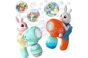WEILIM 2 Pezzi Pistola a Bolle per Bambini Coniglio Pasqua Pistole Sparabolle Giochi all'aperto e al coperto | Festa d'estate Compleanno Giocattoli per Bambini per Divertirsi all'aria aperta (2)