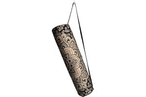 INDIAN CRAFT CASTLE ICC Black Gold Mandala Full-Zip Exercise Yoga Mat Carry Bag Gym Beach Pilates Carrier Bags Hippie Mandala Indian Cotton Bag