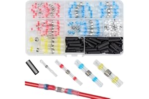 HAOSEA Solder Seal Wire Connector Kit,200PCS Heat Shrink Butt Connectors Waterproof Solder Seal Butt Terminal Insulated Electrical Butt Terminals Wire Splice for Automotive Marine Boat