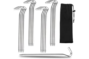 LIVESTN 18 Pièces Piquets de Tente Piquets de Tente en Aluminium Sardines Camping en Forme de Point d'Interrogation Crochets de Tente - Pas Facile à Plier - pour Le Jardinage Camping Tentes