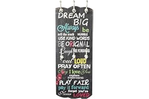 UMOI Wandgarderobe im Vintagestil aus Massivholz mit 6 massiven Haken Flurgarderobe im Shabby Chic Altholz Stil 100x40cm Neues Modell (Dream Big)