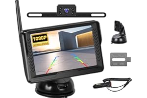 OiLiehu Caméra de Recul sans Fil, Moniteur HD 5", 1080P 120° Grand Angle Caméra Arrière pour Vision Nocturne Infrarouge, Étanche IP68, Caméra de Recul Kit pour Petite Voiture DC 12V