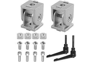 Kamtop Connecteur Profilé Aluminium 2020, 2pcs Connecteur à Angle Réglable Rotation à 180°avec Poignée de Charnière d'angle pour Profil en Aluminium D'Extrusion 2020