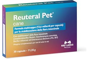 NBF Lanes | Reuteral Pet Cane, 30 Capsule, Probiotico a base di fermenti lattici vivi per la stabilizzazione della Flora intestinale nei Cani