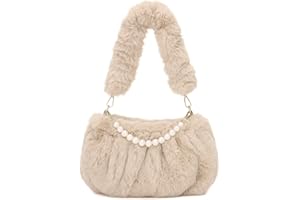 Vividora Damen Plüsch Handtasche Puffer Bag,Niedlich Flauschige Teddy Tasche Crossbody Bag Damen Winter Furry Fell Kunstfell Schultertasche Einkaufstasche für Mädchen