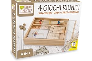 TEOREMA GIOCATTOLI Teorema 40118 - Set di 4 Giochi, Shangai, Dadi, Carte, Domino