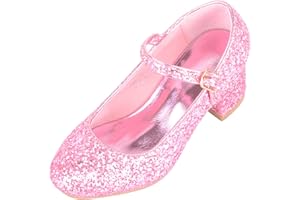 ABSOLUTE FOOTWEAR Childrens Kids Girls Slip On Heeled Sparkly Glitter Pagent Party Celebration Shoes